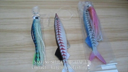 Heavy Duty Rigged Leader Head Big Game Trolling Lure Resin Head Skirts