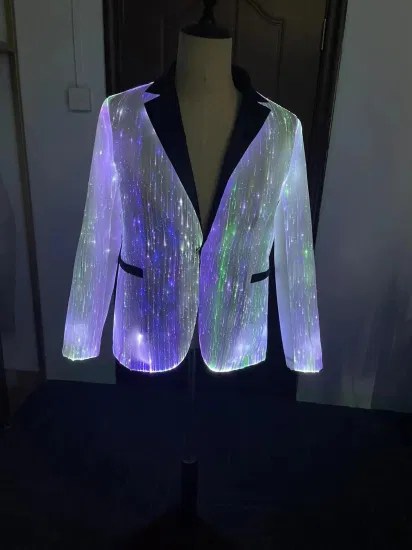 LED Rainbow Dazzling Burning Man Luxury Fiber Optic Suit Jacket for Men