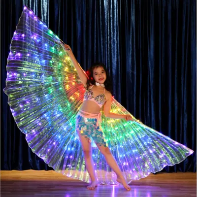 Children′s Color LED Light up Wing Belly Dance Prop Cloak